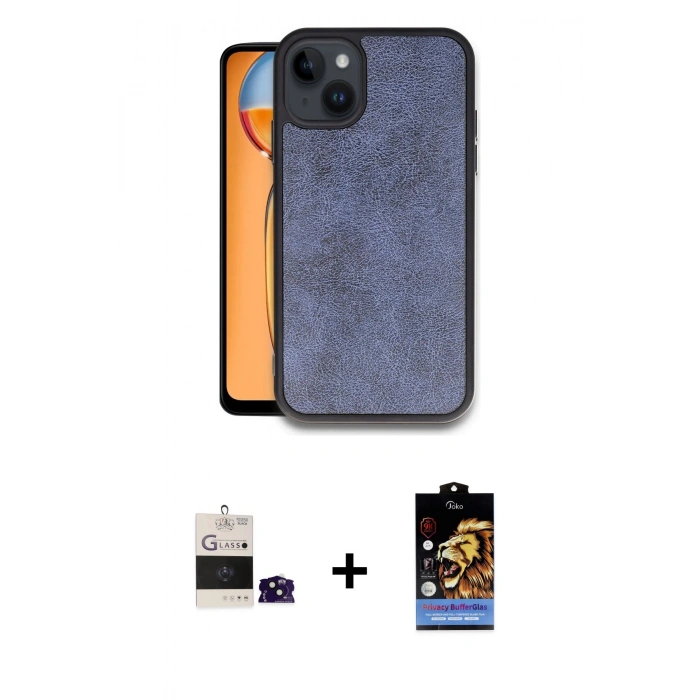 MARSİLYAN™- iPhone 15 Kılıf Kıvılcım Işık Serisi - Siyah Buffer Hayalet Cam Ekran Koruyucu + Bilvis Titan Kamera Lens - SH