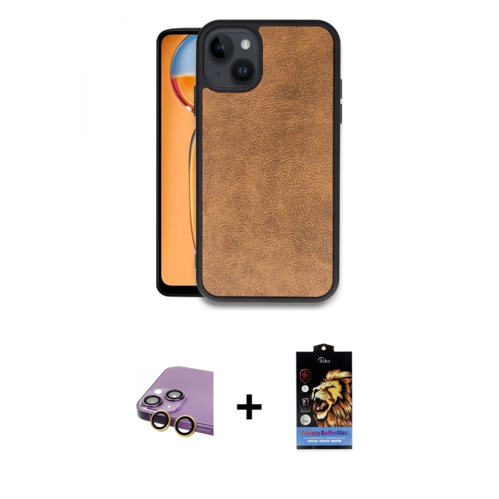 MARSİLYAN™- iPhone 15 Kılıf Kıvılcım Işık Serisi - Siyah Buffer Hayalet Cam Ekran Koruyucu + Raze Metal Kamera Lens - SI