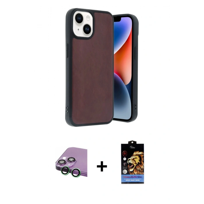 MARSİLYAN™- iPhone 15 Kılıf Kıvılcım Işık Serisi - Siyah Buffer Hayalet Cam Ekran Koruyucu + Raze Metal Kamera Lens - YL