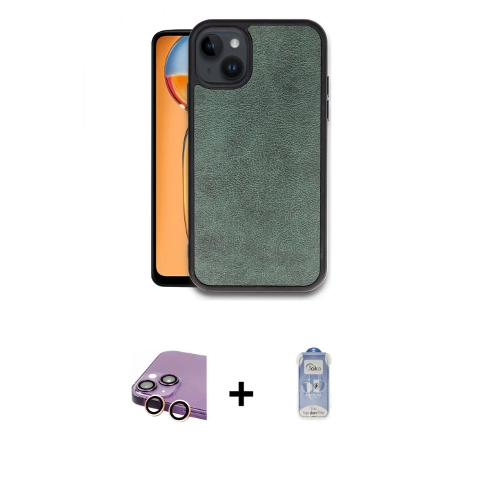 MARSİLYAN™- iPhone 15 Kılıf Kıvılcım Işık Serisi - Siyah Joko Magic 5D Cam + Raze Metal Kamera Lens - PE