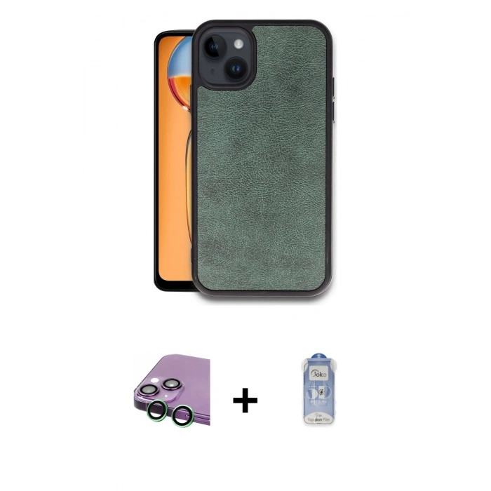 MARSİLYAN™- iPhone 15 Kılıf Kıvılcım Işık Serisi - Siyah Joko Magic 5D Cam + Raze Metal Kamera Lens - YL