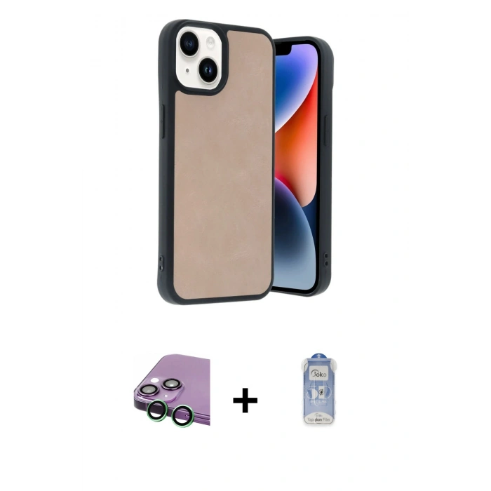 MARSİLYAN™- iPhone 15 Kılıf Kıvılcım Işık Serisi - Siyah Joko Magic 5D Cam + Raze Metal Kamera Lens - YL