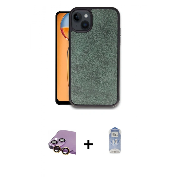 MARSİLYAN™- iPhone 15 Kılıf Kıvılcım Işık Serisi - Siyah Joko Magic 5D Cam + Raze Metal Kamera Lens - SI