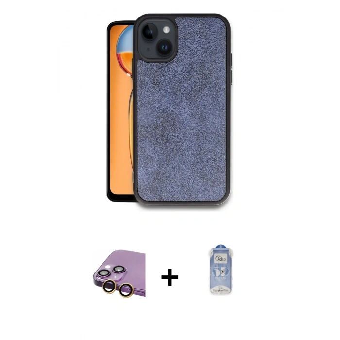 MARSİLYAN™- iPhone 15 Kılıf Kıvılcım Işık Serisi - Siyah Joko Magic 5D Cam + Raze Metal Kamera Lens - SI