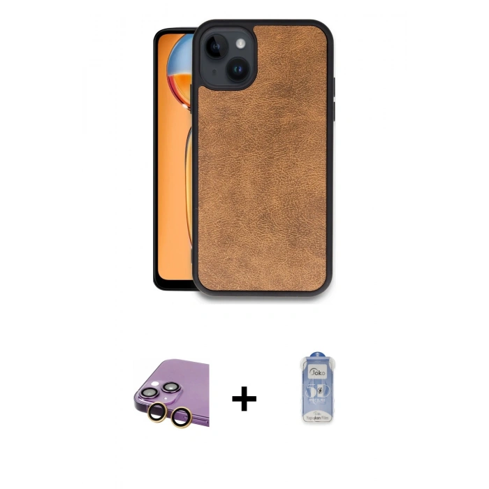 MARSİLYAN™- iPhone 15 Kılıf Kıvılcım Işık Serisi - Siyah Joko Magic 5D Cam + Raze Metal Kamera Lens - SI