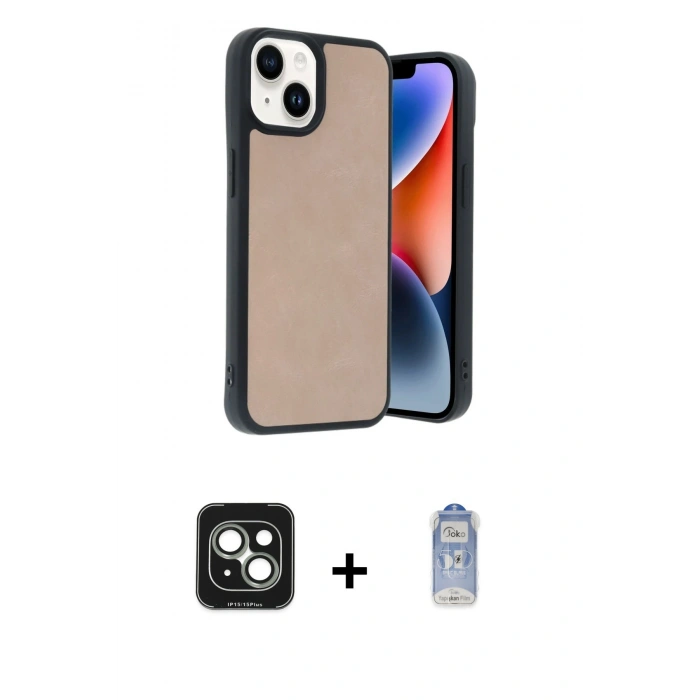 MARSİLYAN™- iPhone 15 Kılıf Kıvılcım Işık Serisi - Siyah Joko Magic 5D Cam + PVD Metal Kamera Lens - YL