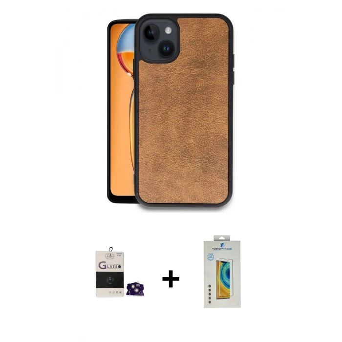 MARSİLYAN™- iPhone 15 Kılıf Kıvılcım Işık Serisi - Siyah Polymer Nano Ekran Koruyucu + Bilvis Titan Kamera Lens - PE