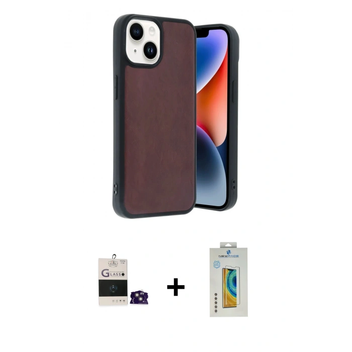 MARSİLYAN™- iPhone 15 Kılıf Kıvılcım Işık Serisi - Siyah Polymer Nano Ekran Koruyucu + Bilvis Titan Kamera Lens - PE