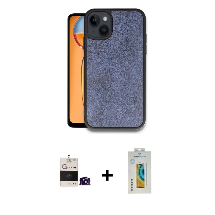 MARSİLYAN™- iPhone 15 Kılıf Kıvılcım Işık Serisi - Siyah Polymer Nano Ekran Koruyucu + Bilvis Titan Kamera Lens - SH