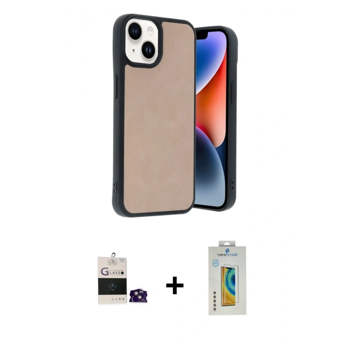 MARSİLYAN™- iPhone 15 Kılıf Kıvılcım Işık Serisi - Siyah Polymer Nano Ekran Koruyucu + Bilvis Titan Kamera Lens - PE