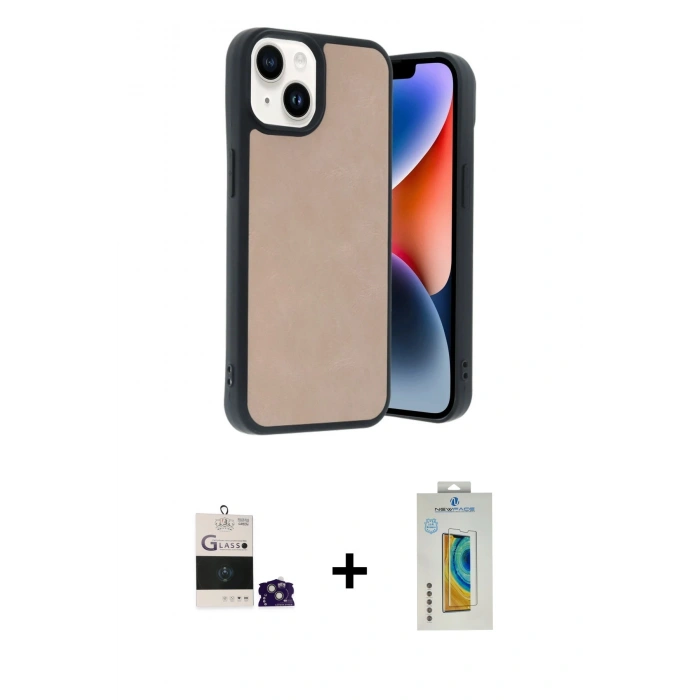 MARSİLYAN™- iPhone 15 Kılıf Kıvılcım Işık Serisi - Siyah Polymer Nano Ekran Koruyucu + Bilvis Titan Kamera Lens - YL