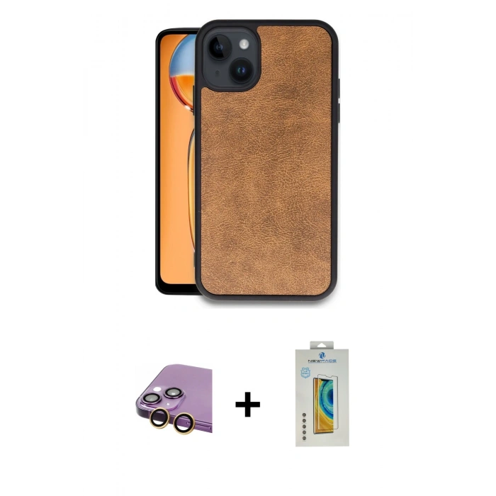 MARSİLYAN™- iPhone 15 Kılıf Kıvılcım Işık Serisi - Siyah Polymer Nano Ekran Koruyucu + Raze Metal Kamera Lens - SI