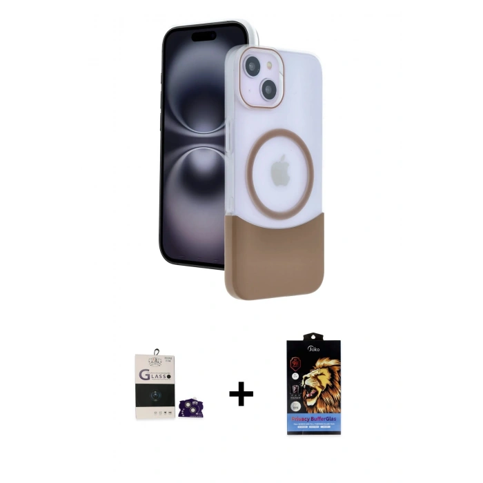 MARSİLYAN™- iPhone 15 Kılıf Kozmos Form Özel Seri - Siyah Buffer Hayalet Cam Ekran Koruyucu + Bilvis Titan Kamera Lens - PE