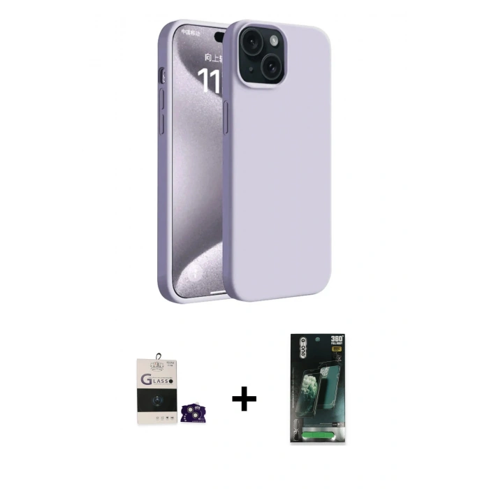 MARSİLYAN™- iPhone 15 Kılıf Kozmos Yansıma Özel Seri - Şeffaf 360 Full Body Arka Koruyucu + Bilvis Titan Kamera Lens - PE
