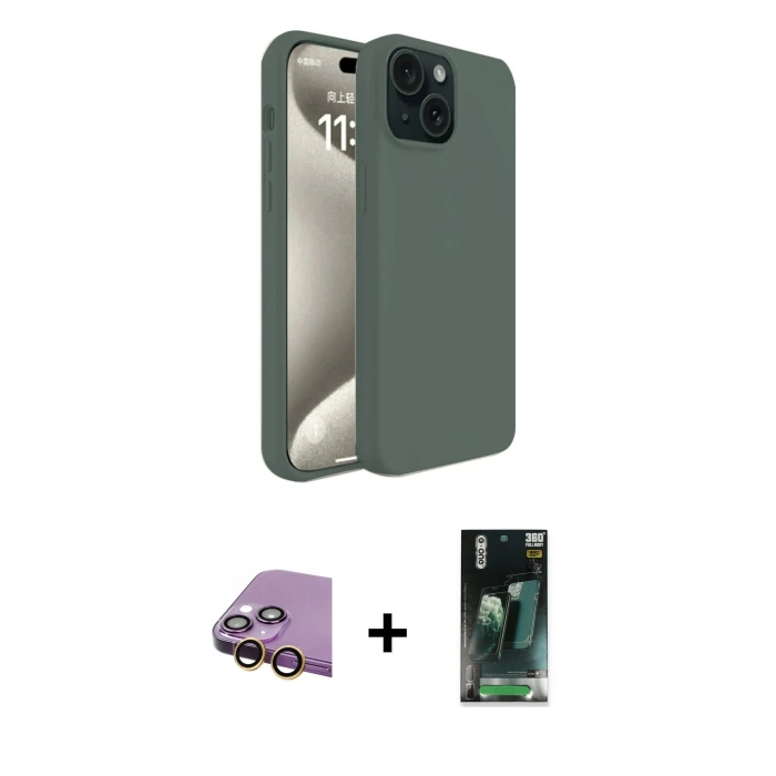 MARSİLYAN™- iPhone 15 Kılıf Kozmos Yansıma Özel Seri - Şeffaf 360 Full Body Arka Koruyucu + Raze Metal Kamera Lens - SI