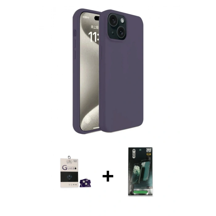 MARSİLYAN™- iPhone 15 Kılıf Kozmos Yansıma Özel Seri - Şeffaf 360 Full Body Arka Koruyucu + Bilvis Titan Kamera Lens - YL