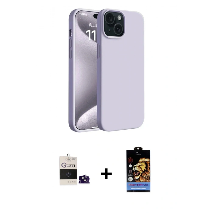 MARSİLYAN™- iPhone 15 Kılıf Kozmos Yansıma Özel Seri - Siyah Buffer Hayalet Cam Ekran Koruyucu + Bilvis Titan Kamera Lens - SH
