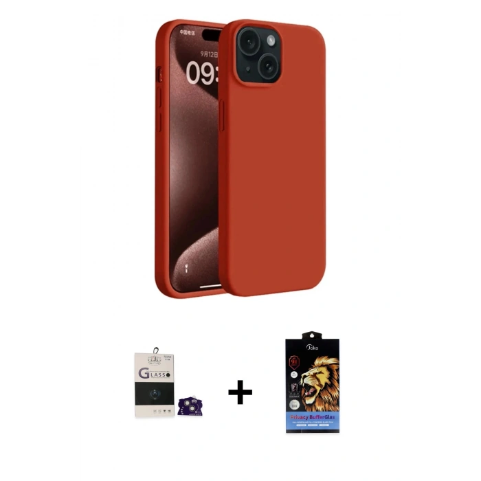 MARSİLYAN™- iPhone 15 Kılıf Kozmos Yansıma Özel Seri - Siyah Buffer Hayalet Cam Ekran Koruyucu + Bilvis Titan Kamera Lens - PE