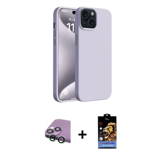 MARSİLYAN™- iPhone 15 Kılıf Kozmos Yansıma Özel Seri - Siyah Buffer Hayalet Cam Ekran Koruyucu + Yeşil Raze Metal Kamera Lens