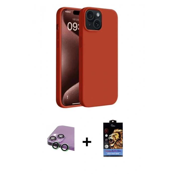 MARSİLYAN™- iPhone 15 Kılıf Kozmos Yansıma Özel Seri - Siyah Buffer Hayalet Cam Ekran Koruyucu + Yeşil Raze Metal Kamera Lens