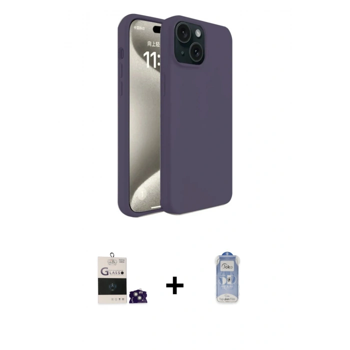 MARSİLYAN™- iPhone 15 Kılıf Kozmos Yansıma Özel Seri - Siyah Joko Magic 5D Cam + Bilvis Titan Kamera Lens - YL