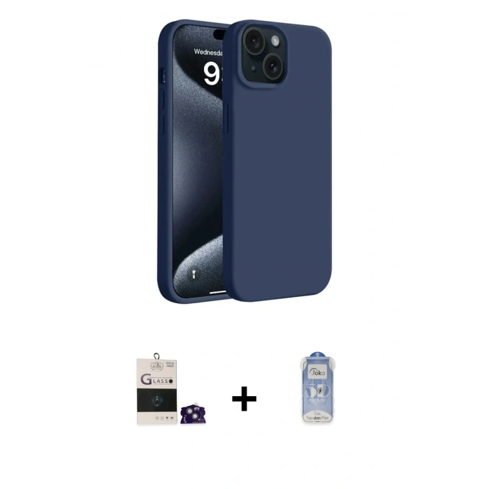 MARSİLYAN™- iPhone 15 Kılıf Kozmos Yansıma Özel Seri - Siyah Joko Magic 5D Cam + Bilvis Titan Kamera Lens - YL