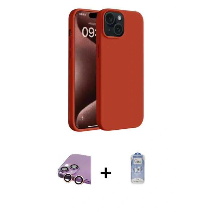 MARSİLYAN™- iPhone 15 Kılıf Kozmos Yansıma Özel Seri - Siyah Joko Magic 5D Cam + Pembe Raze Metal Kamera Lens