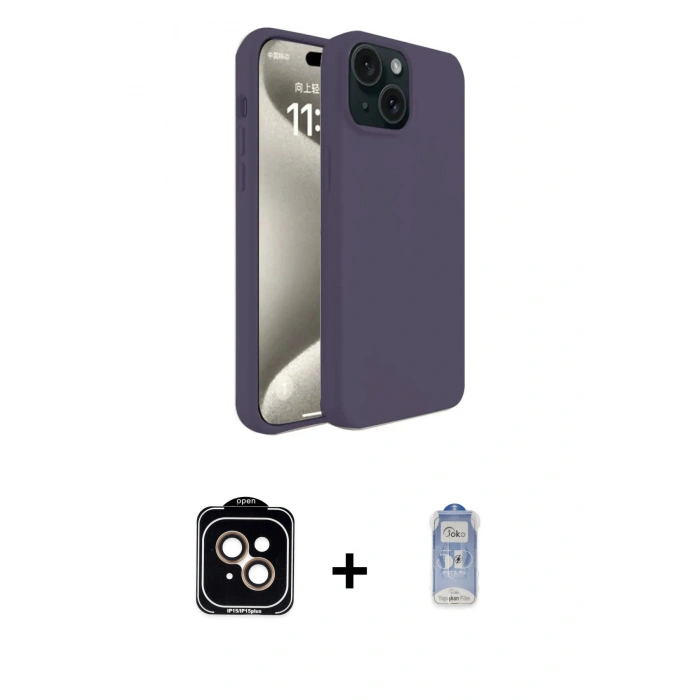 MARSİLYAN™- iPhone 15 Kılıf Kozmos Yansıma Özel Seri - Siyah Joko Magic 5D Cam + PVD Metal Kamera Lens - TU
