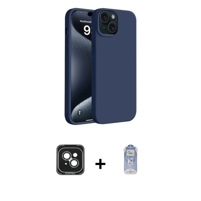 MARSİLYAN™- iPhone 15 Kılıf Kozmos Yansıma Özel Seri - Siyah Joko Magic 5D Cam + PVD Metal Kamera Lens - YL