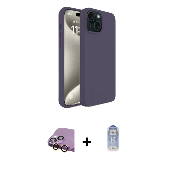 MARSİLYAN™- iPhone 15 Kılıf Kozmos Yansıma Özel Seri - Siyah Joko Magic 5D Cam + Raze Metal Kamera Lens - SI