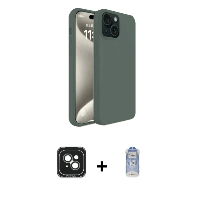 MARSİLYAN™- iPhone 15 Kılıf Kozmos Yansıma Özel Seri - Siyah Joko Magic 5D Cam + PVD Metal Kamera Lens - YL