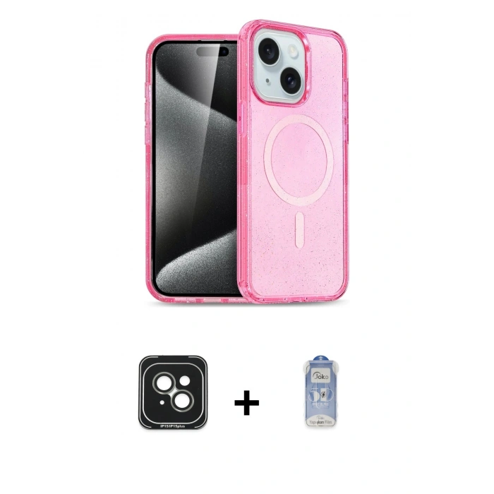 MARSİLYAN™- iPhone 15 Kılıf Nova Asil Prime - Siyah Joko Magic 5D Cam + PVD Metal Kamera Lens - YL