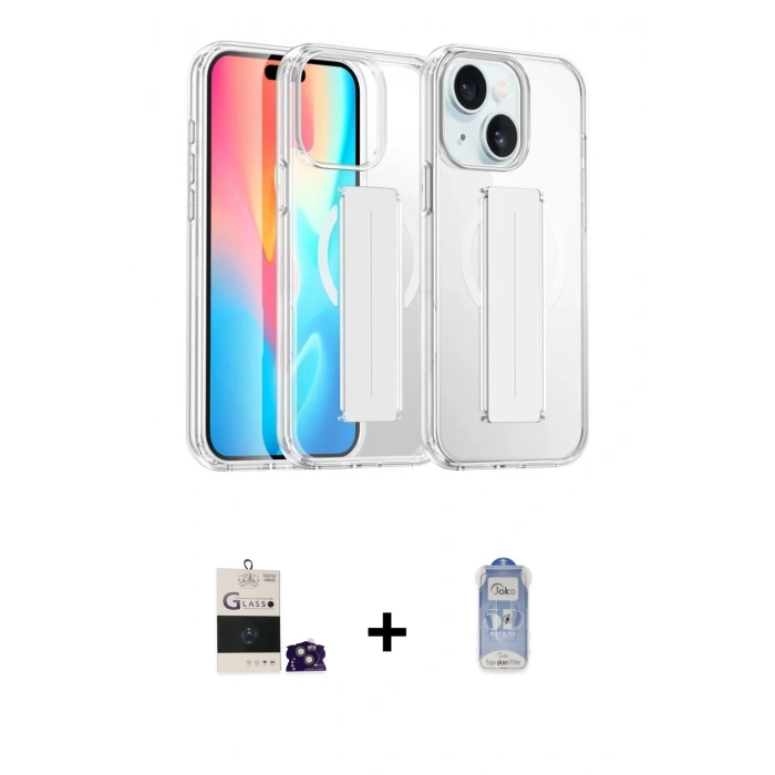 MARSİLYAN™- iPhone 15 Kılıf Nova Işık Koleksiyonu - Siyah Joko Magic 5D Cam + Bilvis Titan Kamera Lens - YL