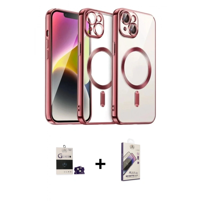 MARSİLYAN™- iPhone 15 Kılıf Nova Işık Özel Seri - Siyah Bilvis 3D Mat Cam Ekran Koruyucu + Bilvis Titan Kamera Lens - YL