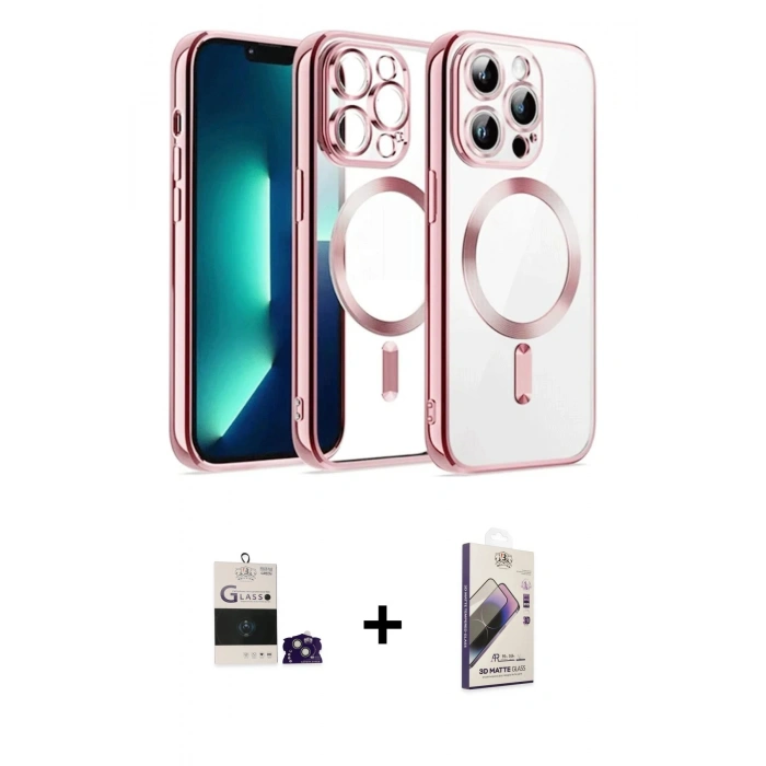 MARSİLYAN™- iPhone 15 Kılıf Nova Işık Özel Seri - Siyah Bilvis 3D Mat Cam Ekran Koruyucu + Bilvis Titan Kamera Lens - YL