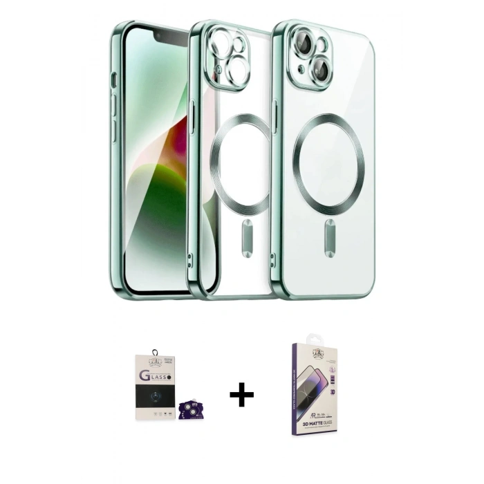 MARSİLYAN™- iPhone 15 Kılıf Nova Işık Özel Seri - Siyah Bilvis 3D Mat Cam Ekran Koruyucu + Bilvis Titan Kamera Lens - YL