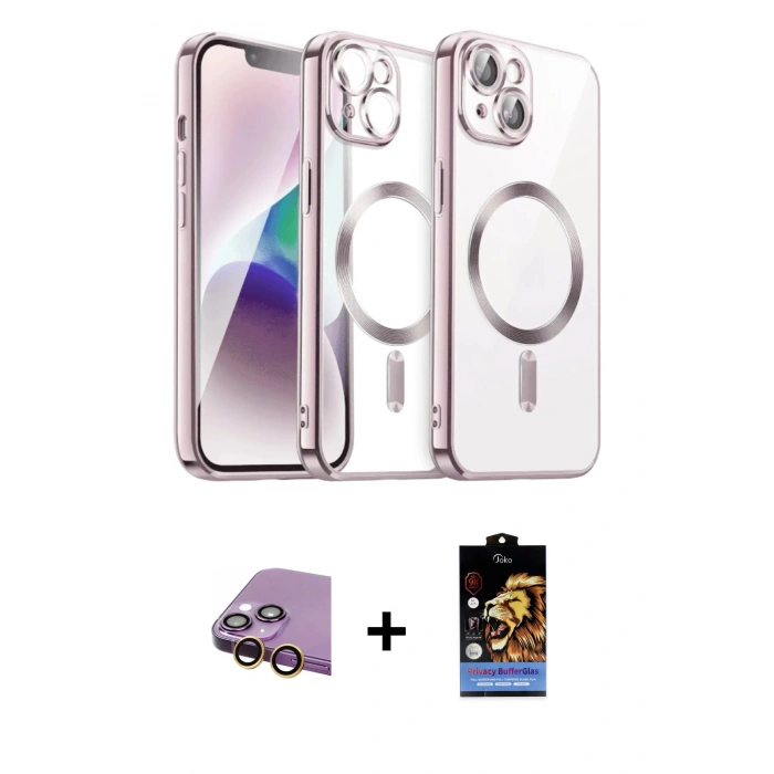 MARSİLYAN™- iPhone 15 Kılıf Nova Işık Özel Seri - Siyah Buffer Hayalet Cam Ekran Koruyucu + Sarı Raze Metal Kamera Lens