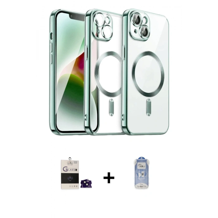 MARSİLYAN™- iPhone 15 Kılıf Nova Işık Özel Seri - Siyah Joko Magic 5D Cam + Bilvis Titan Kamera Lens - SH