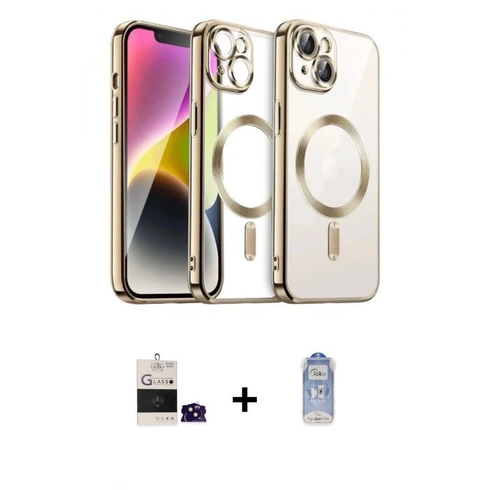 MARSİLYAN™- iPhone 15 Kılıf Nova Işık Özel Seri - Siyah Joko Magic 5D Cam + Bilvis Titan Kamera Lens - SH