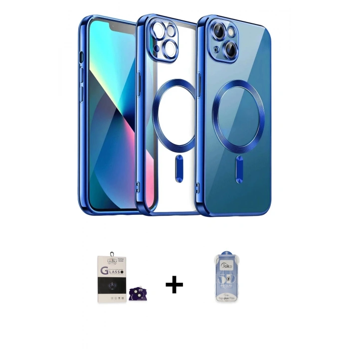 MARSİLYAN™- iPhone 15 Kılıf Nova Işık Özel Seri - Siyah Joko Magic 5D Cam + Bilvis Titan Kamera Lens - SH