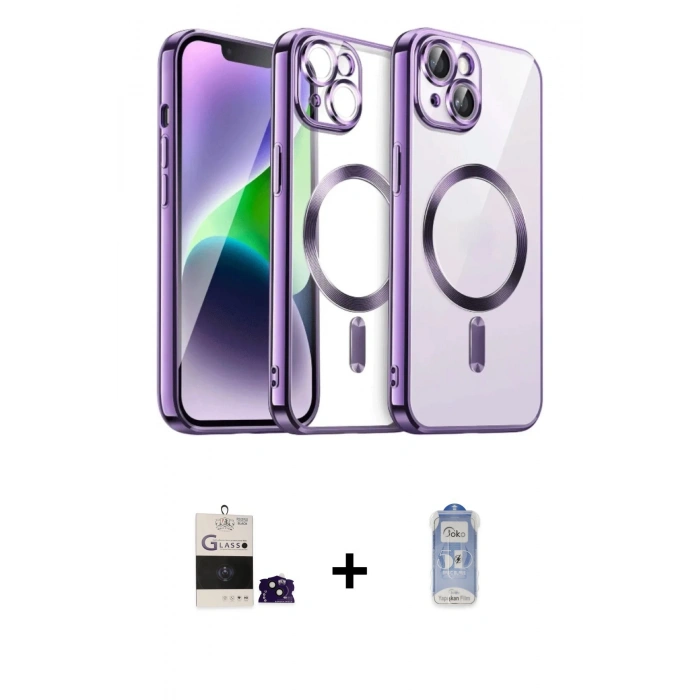 MARSİLYAN™- iPhone 15 Kılıf Nova Işık Özel Seri - Siyah Joko Magic 5D Cam + Bilvis Titan Kamera Lens - SH