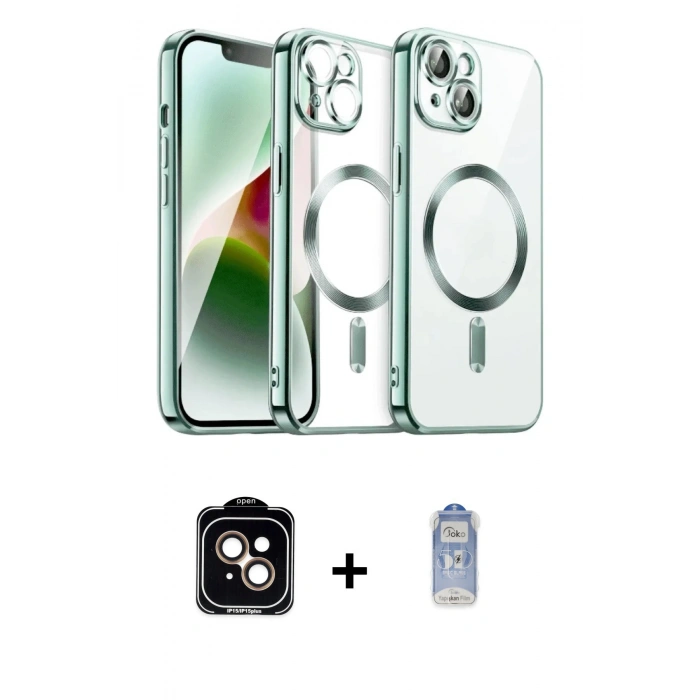 MARSİLYAN™- iPhone 15 Kılıf Nova Işık Özel Seri - Siyah Joko Magic 5D Cam + PVD Metal Kamera Lens - TU
