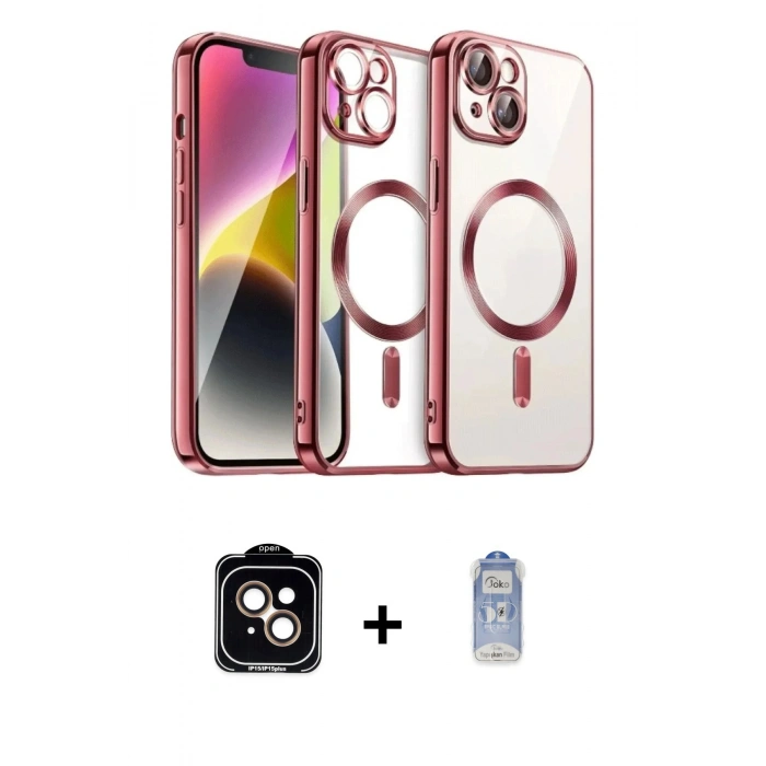 MARSİLYAN™- iPhone 15 Kılıf Nova Işık Özel Seri - Siyah Joko Magic 5D Cam + PVD Metal Kamera Lens - TU