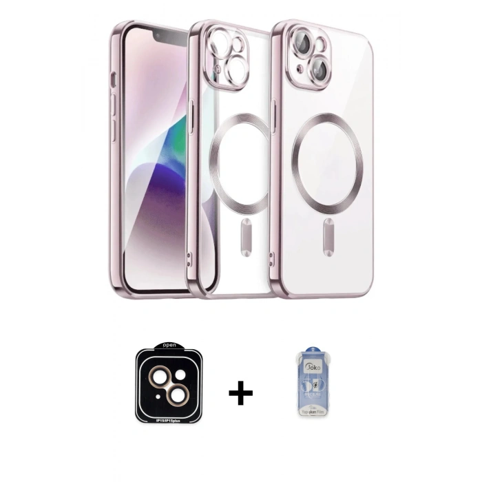 MARSİLYAN™- iPhone 15 Kılıf Nova Işık Özel Seri - Siyah Joko Magic 5D Cam + PVD Metal Kamera Lens - TU