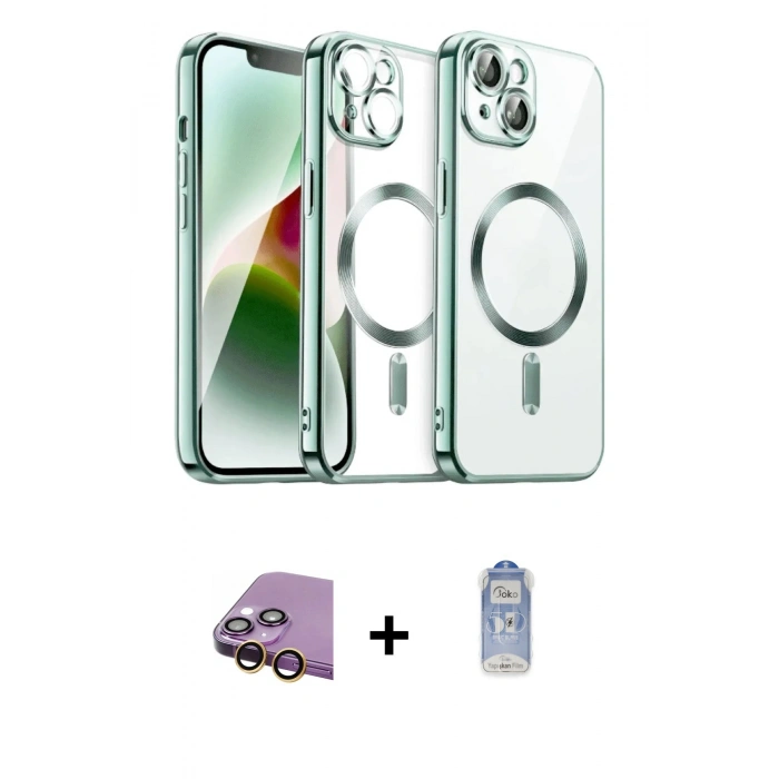 MARSİLYAN™- iPhone 15 Kılıf Nova Işık Özel Seri - Siyah Joko Magic 5D Cam + Raze Metal Kamera Lens - SI