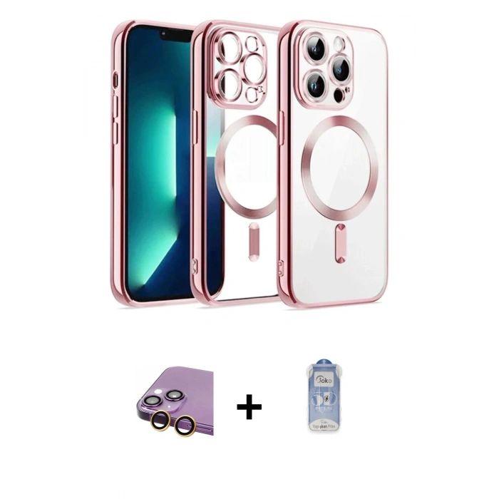 MARSİLYAN™- iPhone 15 Kılıf Nova Işık Özel Seri - Siyah Joko Magic 5D Cam + Raze Metal Kamera Lens - SI