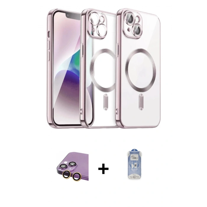 MARSİLYAN™- iPhone 15 Kılıf Nova Işık Özel Seri - Siyah Joko Magic 5D Cam + Raze Metal Kamera Lens - SI