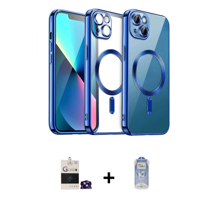 MARSİLYAN™- iPhone 15 Kılıf Nova Işık Özel Seri - Siyah Joko Magic 5D Cam + Bilvis Titan Kamera Lens - YL