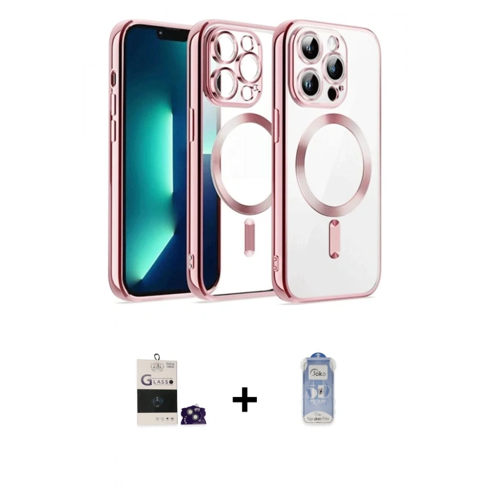 MARSİLYAN™- iPhone 15 Kılıf Nova Işık Özel Seri - Siyah Joko Magic 5D Cam + Bilvis Titan Kamera Lens - YL