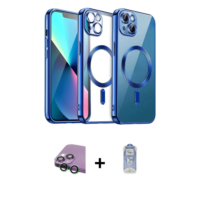 MARSİLYAN™- iPhone 15 Kılıf Nova Işık Özel Seri - Siyah Joko Magic 5D Cam + Raze Metal Kamera Lens - YL